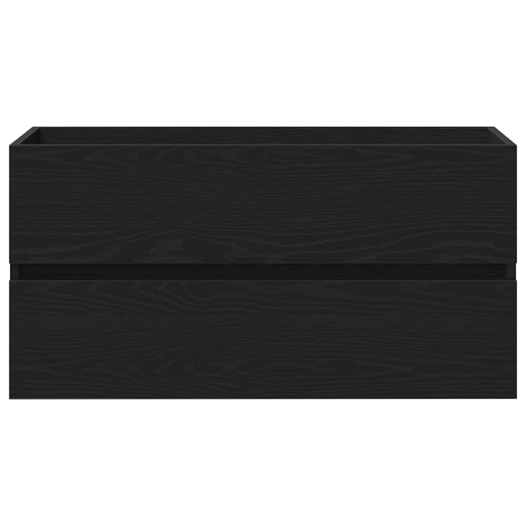 Vaskeskab Vægmonteret Sort Eg 90 X 39 X 62 Cm Konstrueret Træ - Billede 8