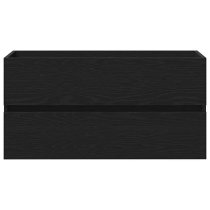 Vaskeskab Vægmonteret Sort Eg 90 X 39 X 62 Cm Konstrueret Træ - Billede 8