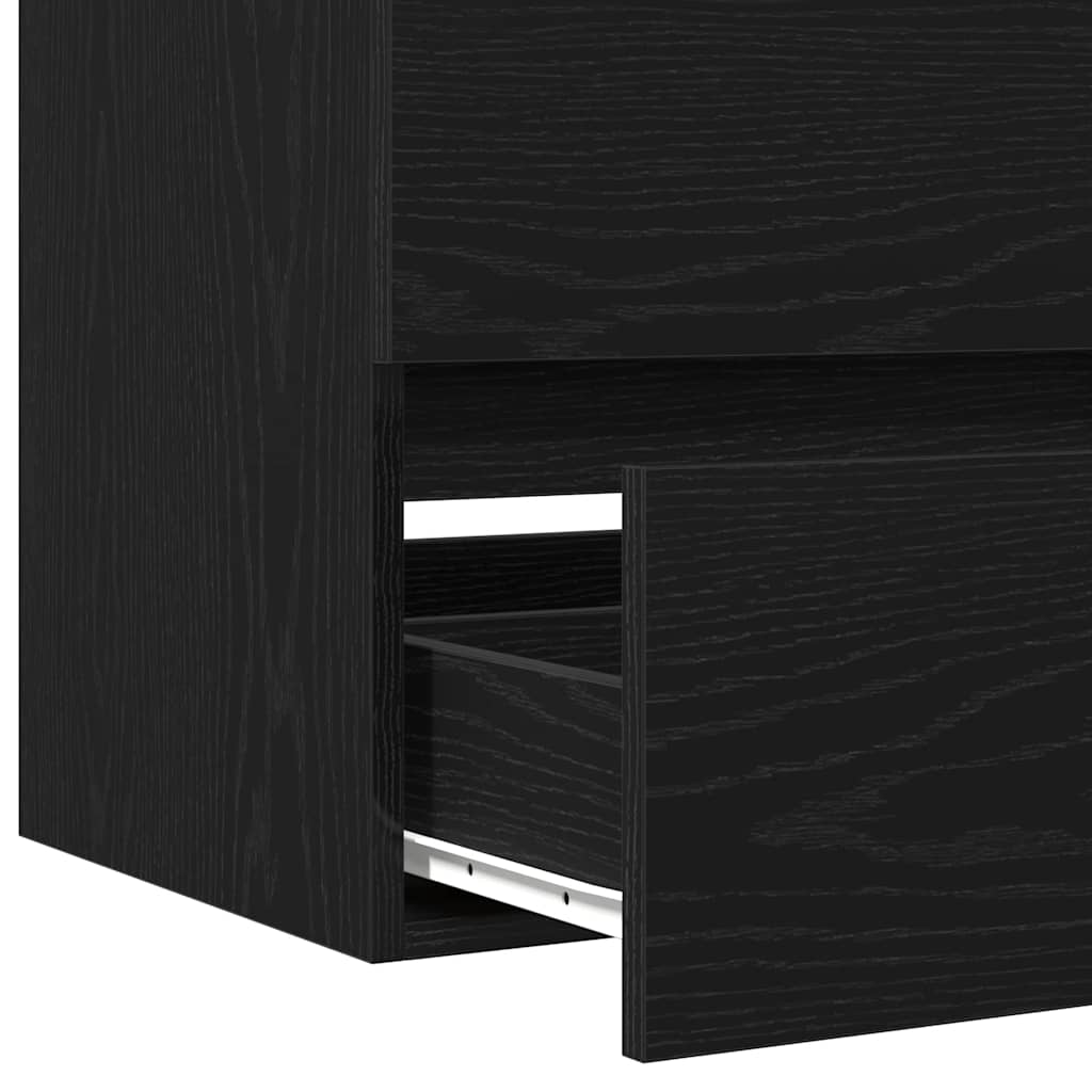 Vaskeskab Vægmonteret Sort Eg 80 X 39 X 62 Cm Konstrueret Træ - Billede 9