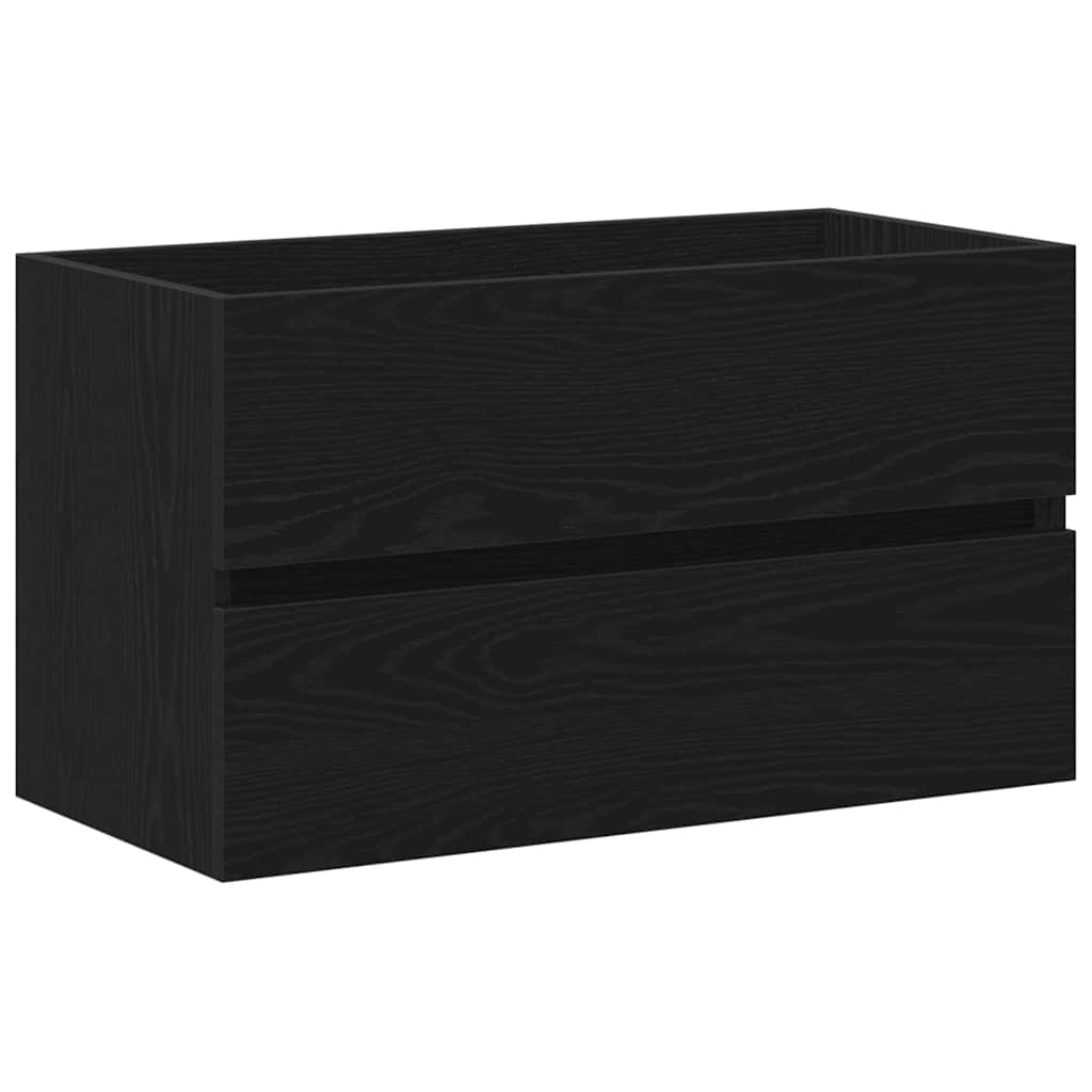 Vaskeskab Vægmonteret Sort Eg 80 X 39 X 62 Cm Konstrueret Træ - Billede 6