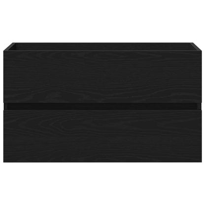 Vaskeskab Vægmonteret Sort Eg 80 X 39 X 62 Cm Konstrueret Træ - Billede 8