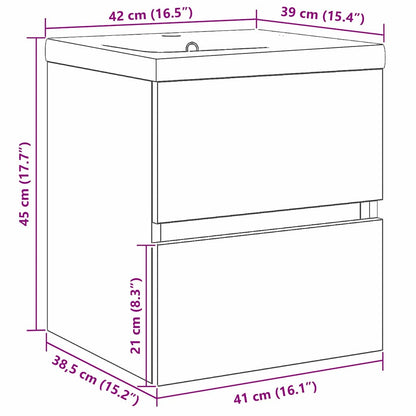 Vaskeskab Vægmonteret Sort Eg 41 X 39 X 62 Cm Konstrueret Træ - Billede 11