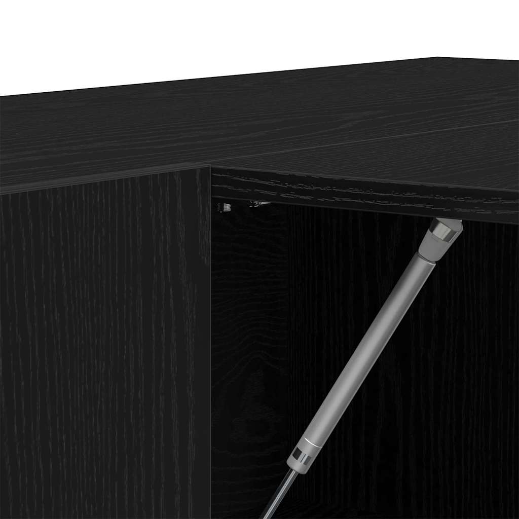 Entreskab 2 Pcs Sort Eg 97,5 X 37 X 99 Cm Konstrueret Træ - Billede 12