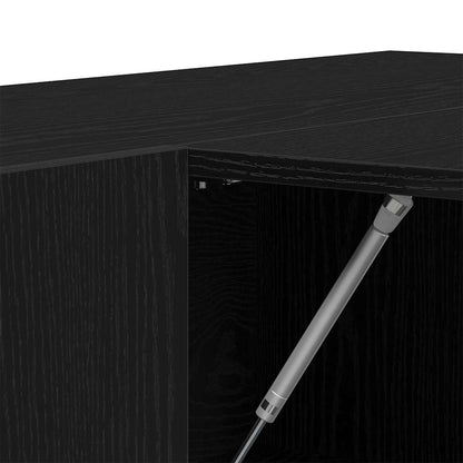 Entreskab 2 Pcs Sort Eg 97,5 X 37 X 99 Cm Konstrueret Træ - Billede 12