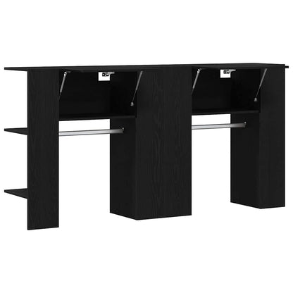 Entreskab 2 Pcs Sort Eg 97,5 X 37 X 99 Cm Konstrueret Træ - Billede 5