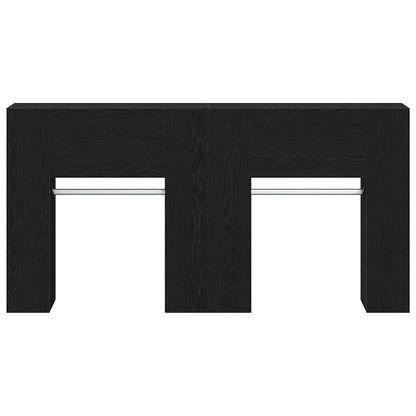 Entreskab 2 Pcs Sort Eg 97,5 X 37 X 99 Cm Konstrueret Træ - Billede 7