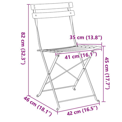 Have Sammenslåelig Stol 2 Dele 42 X 46 X 82cm Metal - Billede 13