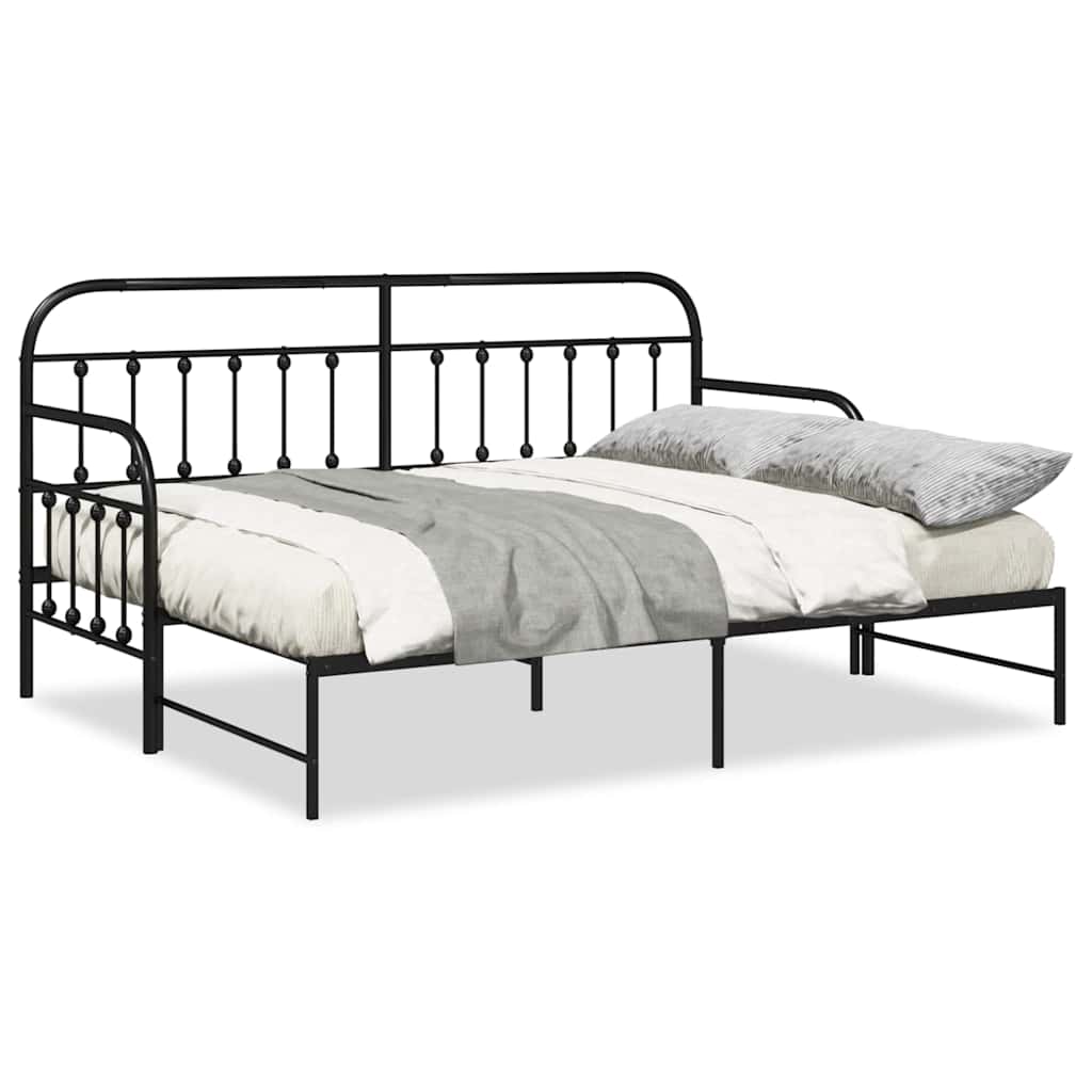 Dagsengramme Med Hovedgærde Sort 75 X 190 Cm Stål - Billede 4