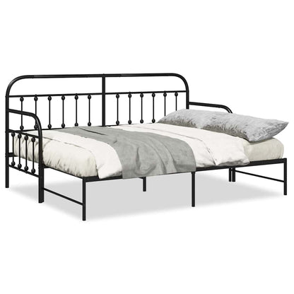 Dagsengramme Med Hovedgærde Sort 75 X 190 Cm Stål - Billede 4