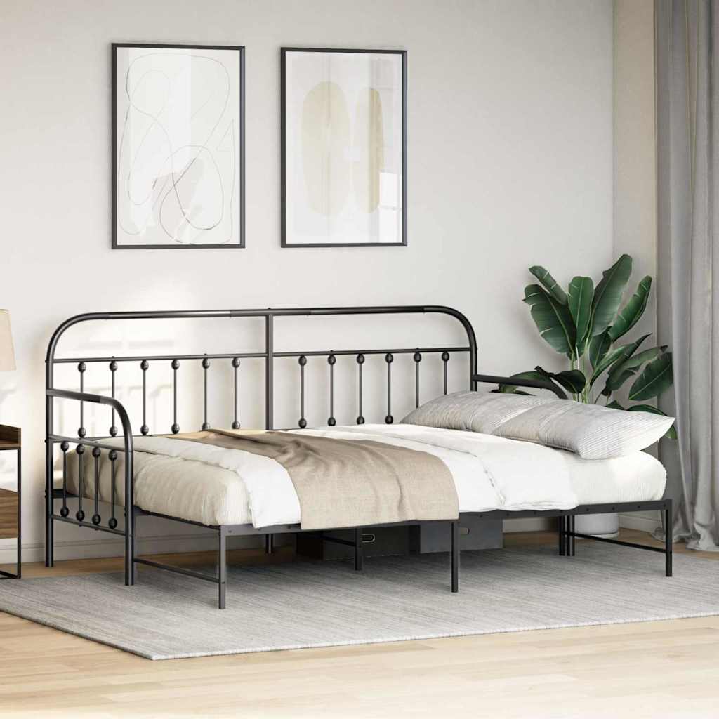 Dagsengramme Med Hovedgærde Sort 80 X 200 Cm Stål - Billede 5