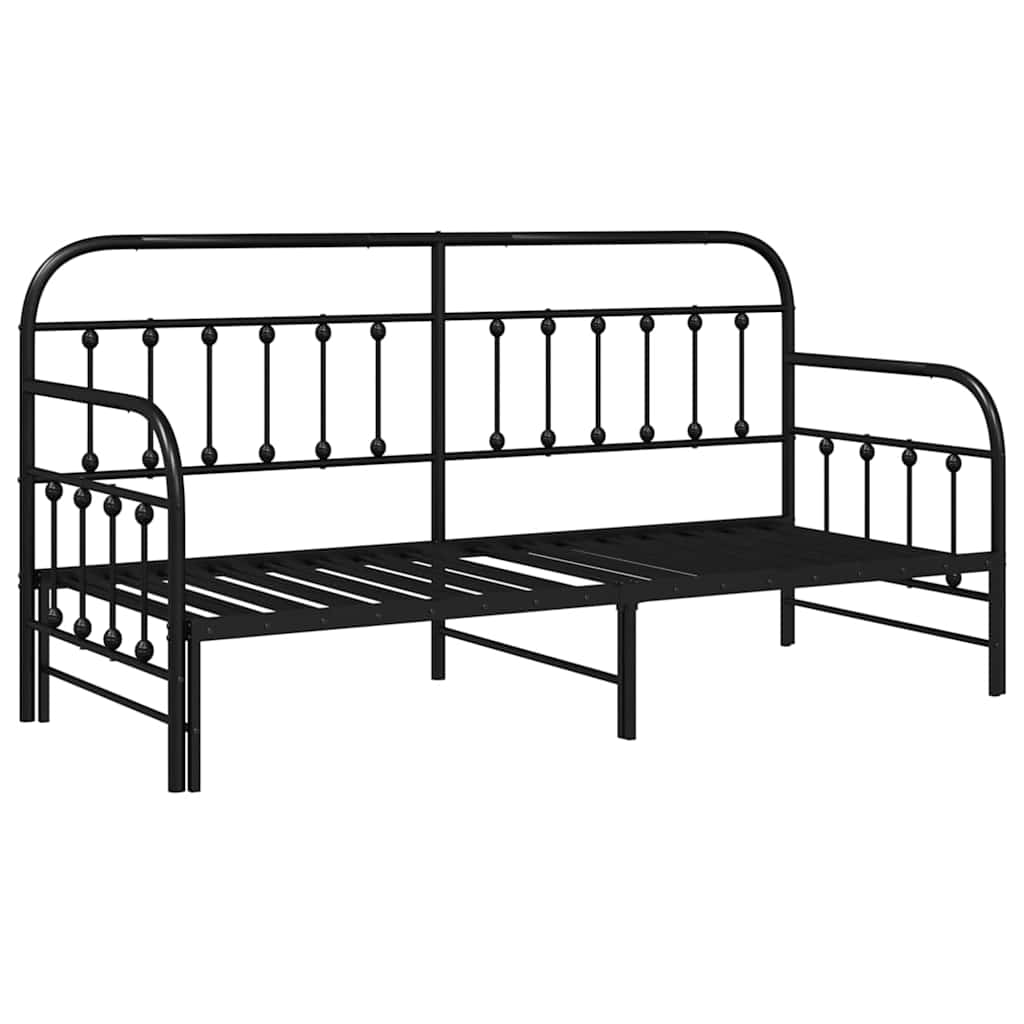 Dagsengramme Med Hovedgærde Sort 80 X 200 Cm Stål - Billede 2