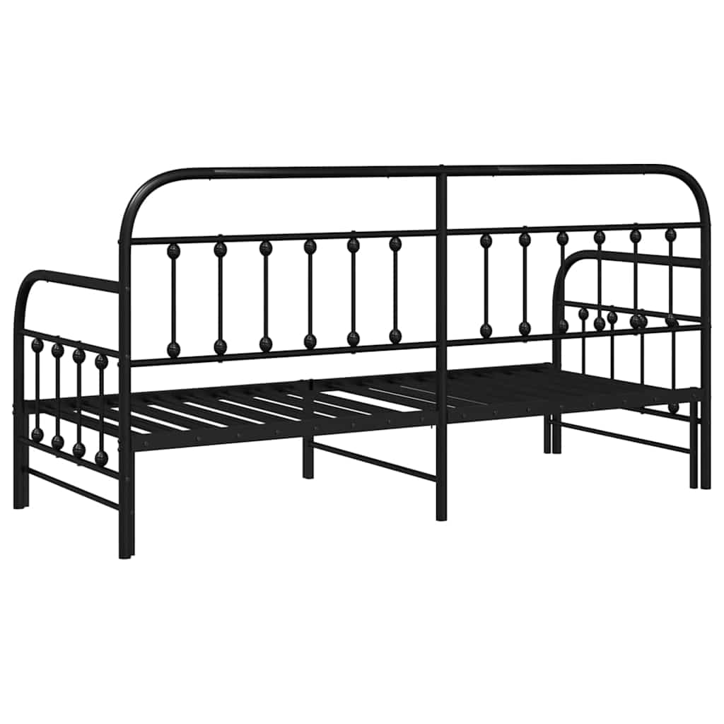 Dagsengramme Med Hovedgærde Sort 80 X 200 Cm Stål - Billede 8