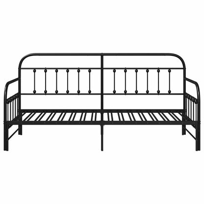 Dagsengramme Med Hovedgærde Sort 90 X 200 Cm Stål - Billede 6