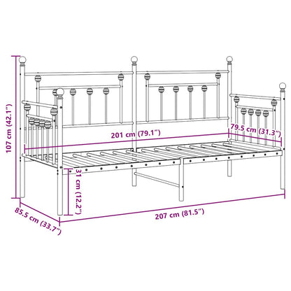 Dagsengramme Med Hovedgærde Sort 80 X 200 Cm Stål - Billede 10