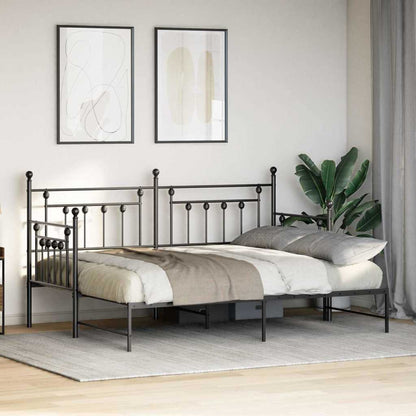 Dagsengramme Med Hovedgærde Sort 75 X 190 Cm Stål - Billede 5