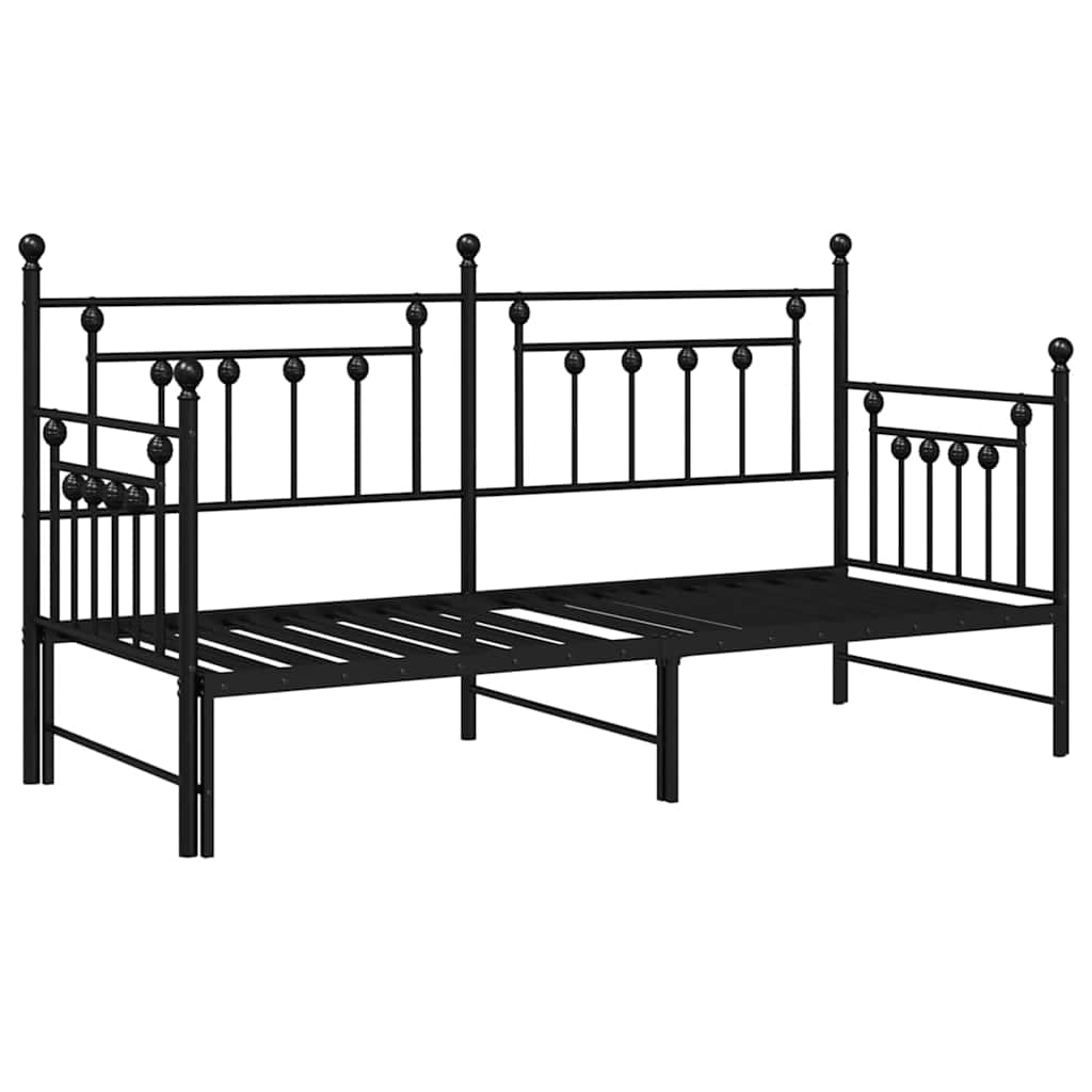 Dagsengramme Med Hovedgærde Sort 75 X 190 Cm Stål - Billede 2