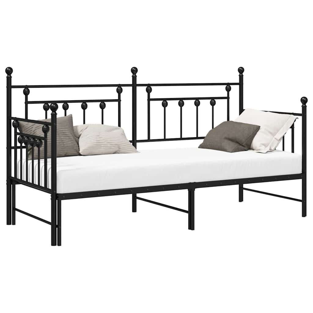 Dagsengramme Med Hovedgærde Sort 75 X 190 Cm Stål - Billede 3