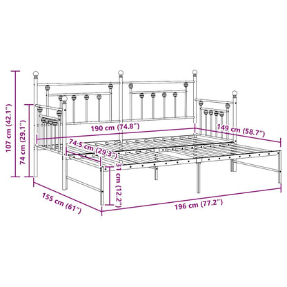 Dagsengramme Med Hovedgærde Sort 75 X 190 Cm Stål - Billede 12