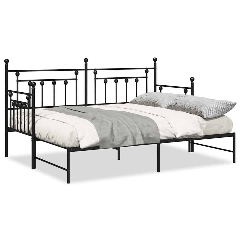 Dagsengramme Med Hovedgærde Sort 75 X 190 Cm Stål - Billede 4