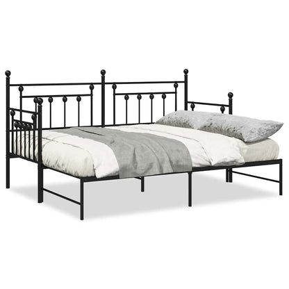 Dagsengramme Med Hovedgærde Sort 75 X 190 Cm Stål - Billede 4