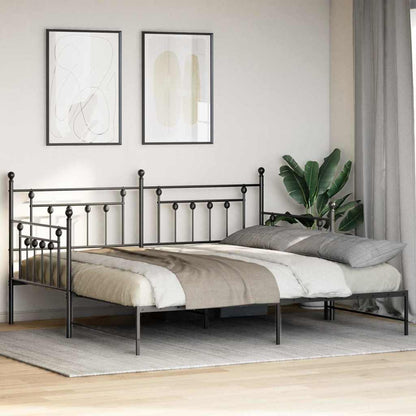 Dagsengramme Med Hovedgærde Sort 90 X 190 Cm Stål - Billede 5