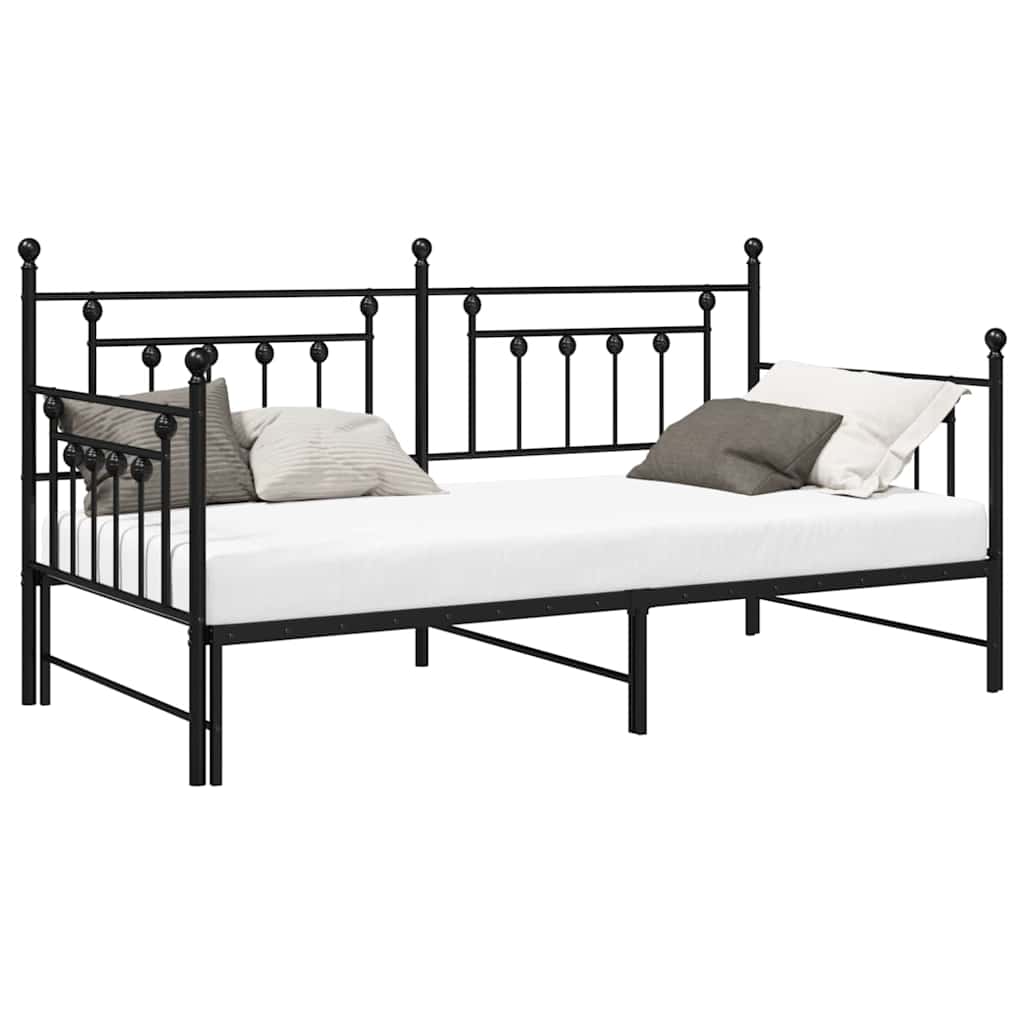 Dagsengramme Med Hovedgærde Sort 90 X 190 Cm Stål - Billede 3