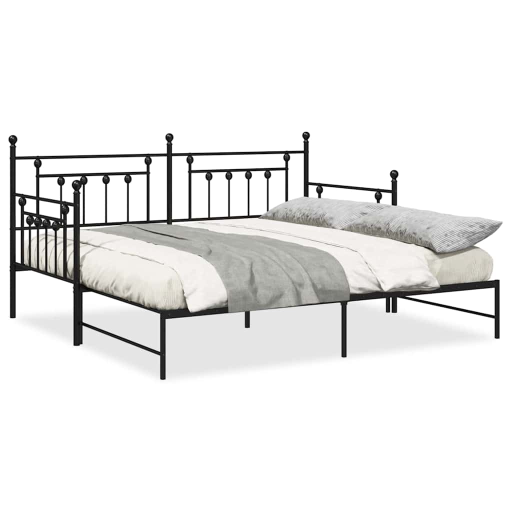 Dagsengramme Med Hovedgærde Sort 90 X 190 Cm Stål - Billede 4