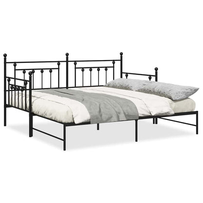 Dagsengramme Med Hovedgærde Sort 90 X 190 Cm Stål - Billede 4