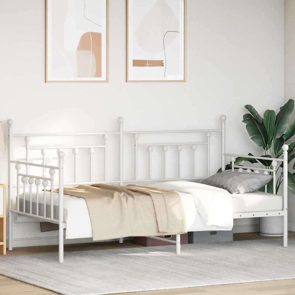 Dagsengramme Med Hovedgærde Hvid 90 X 200 Cm Stål - Billede 5