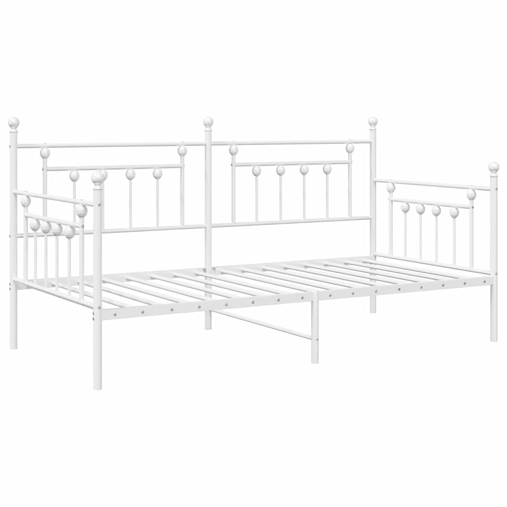 Dagsengramme Med Hovedgærde Hvid 90 X 200 Cm Stål - Billede 2