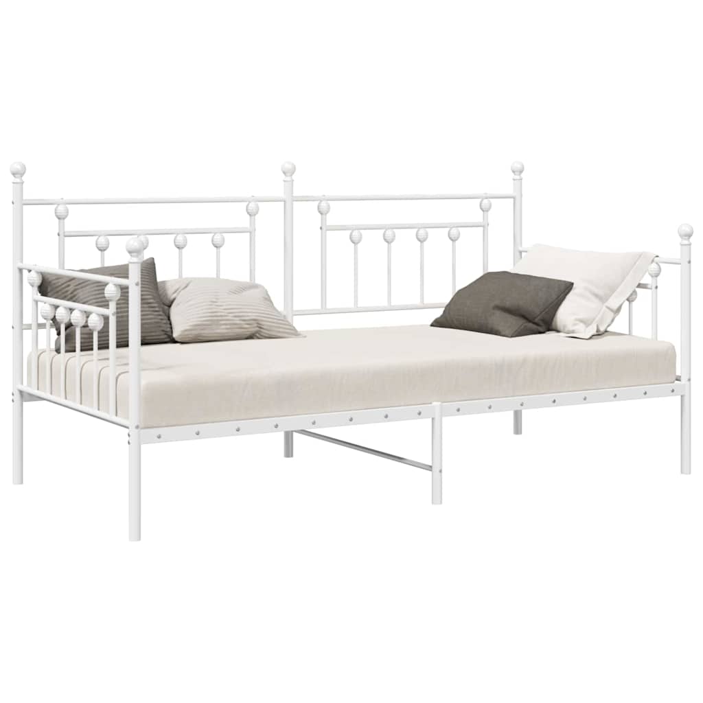 Dagsengramme Med Hovedgærde Hvid 90 X 200 Cm Stål - Billede 3