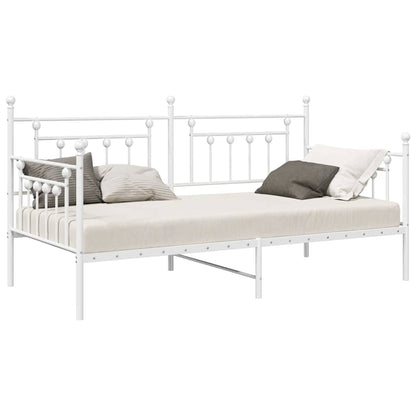 Dagsengramme Med Hovedgærde Hvid 90 X 200 Cm Stål - Billede 3