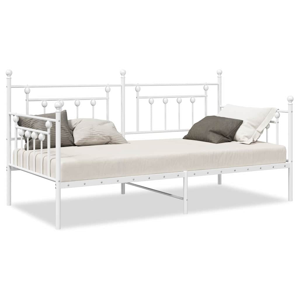 Dagsengramme Med Hovedgærde Hvid 90 X 200 Cm Stål - Billede 4