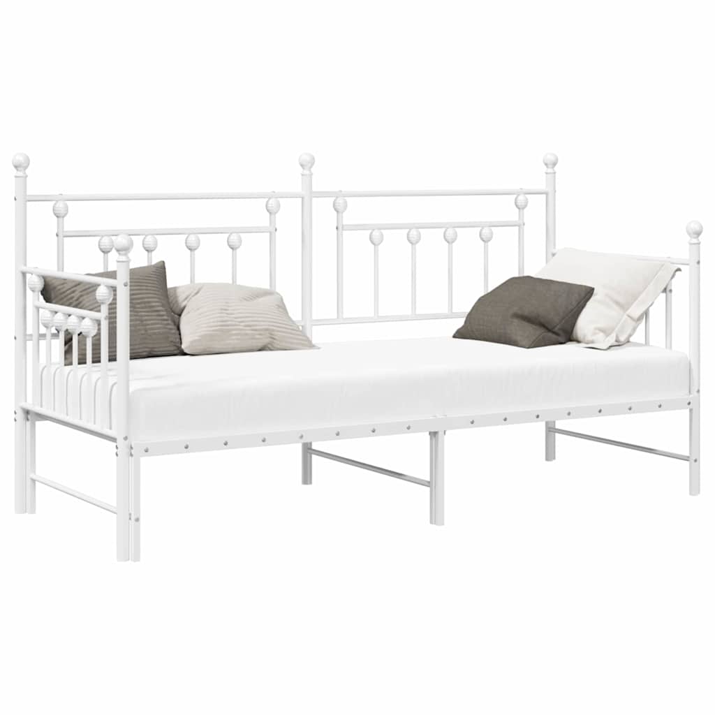 Dagsengramme Med Hovedgærde Hvid 75 X 190 Cm Stål - Billede 3