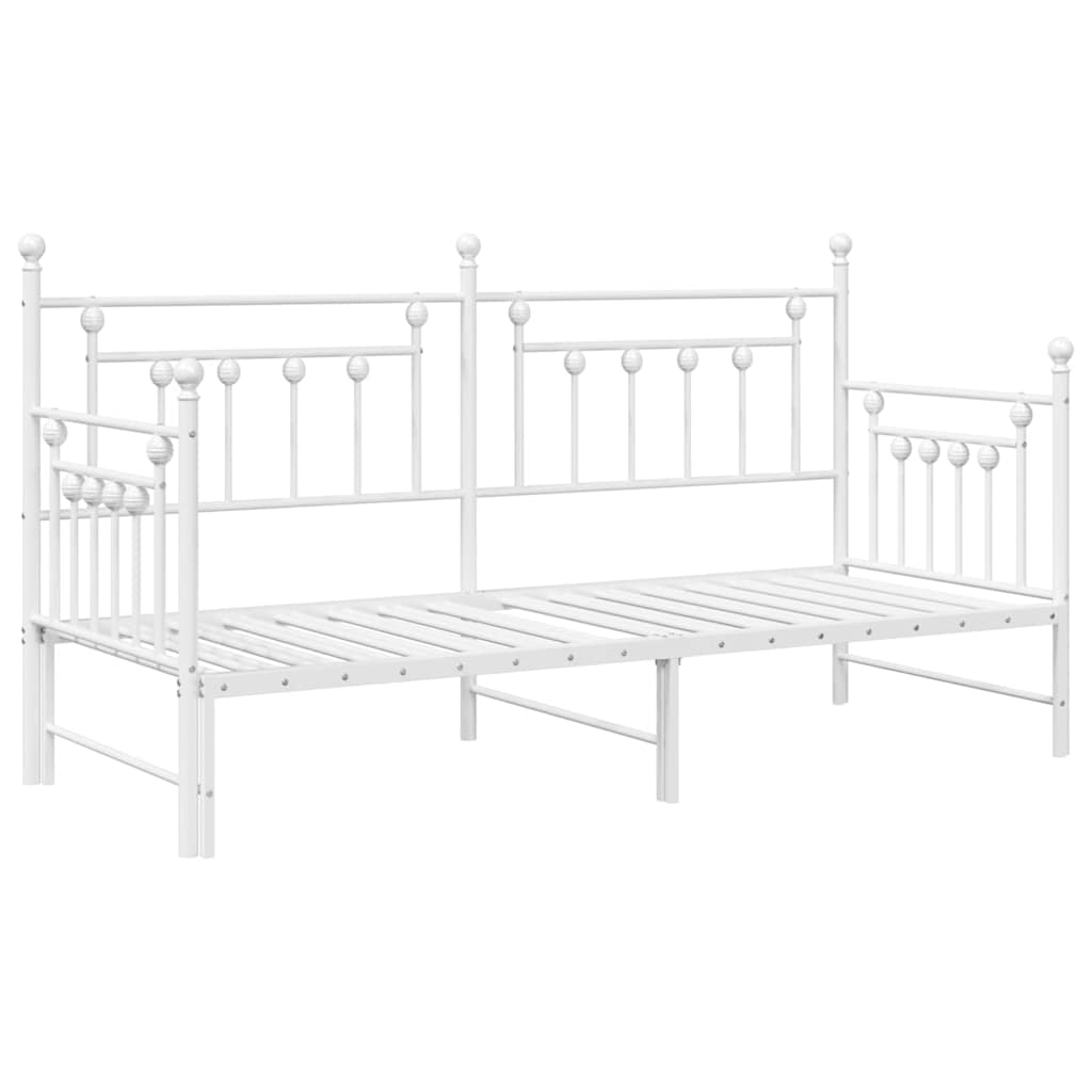 Dagsengramme Med Hovedgærde Hvid 80 200 Cm Stål - Billede 2