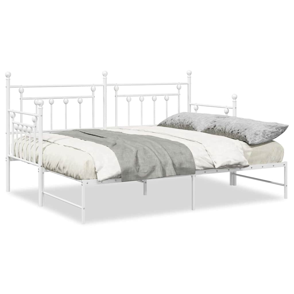 Dagsengramme Med Hovedgærde Hvid 80 X 200 Cm Stål - Billede 4