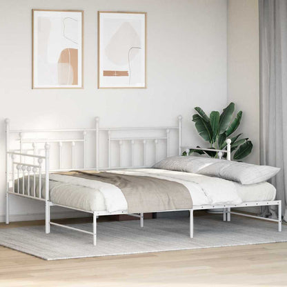 Dagsengramme Med Hovedgærde Hvid 90 X 200 Cm Stål - Billede 5
