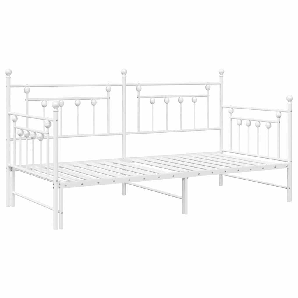 Dagsengramme Med Hovedgærde Hvid 90 X 200 Cm Stål - Billede 2