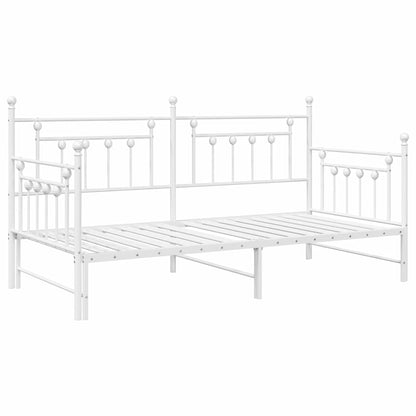 Dagsengramme Med Hovedgærde Hvid 90 X 200 Cm Stål - Billede 2