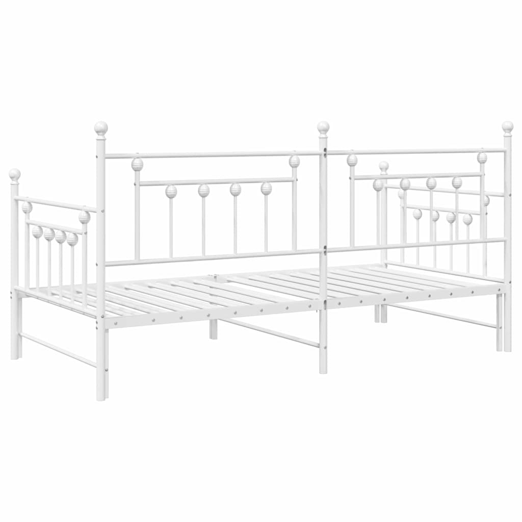 Dagsengramme Med Hovedgærde Hvid 90 X 200 Cm Stål - Billede 8