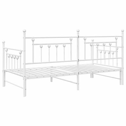 Dagsengramme Med Hovedgærde Hvid 90 X 200 Cm Stål - Billede 8