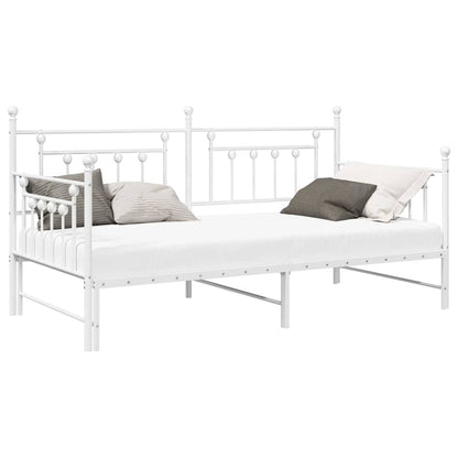 Dagsengramme Med Hovedgærde Hvid 90 X 200 Cm Stål - Billede 3