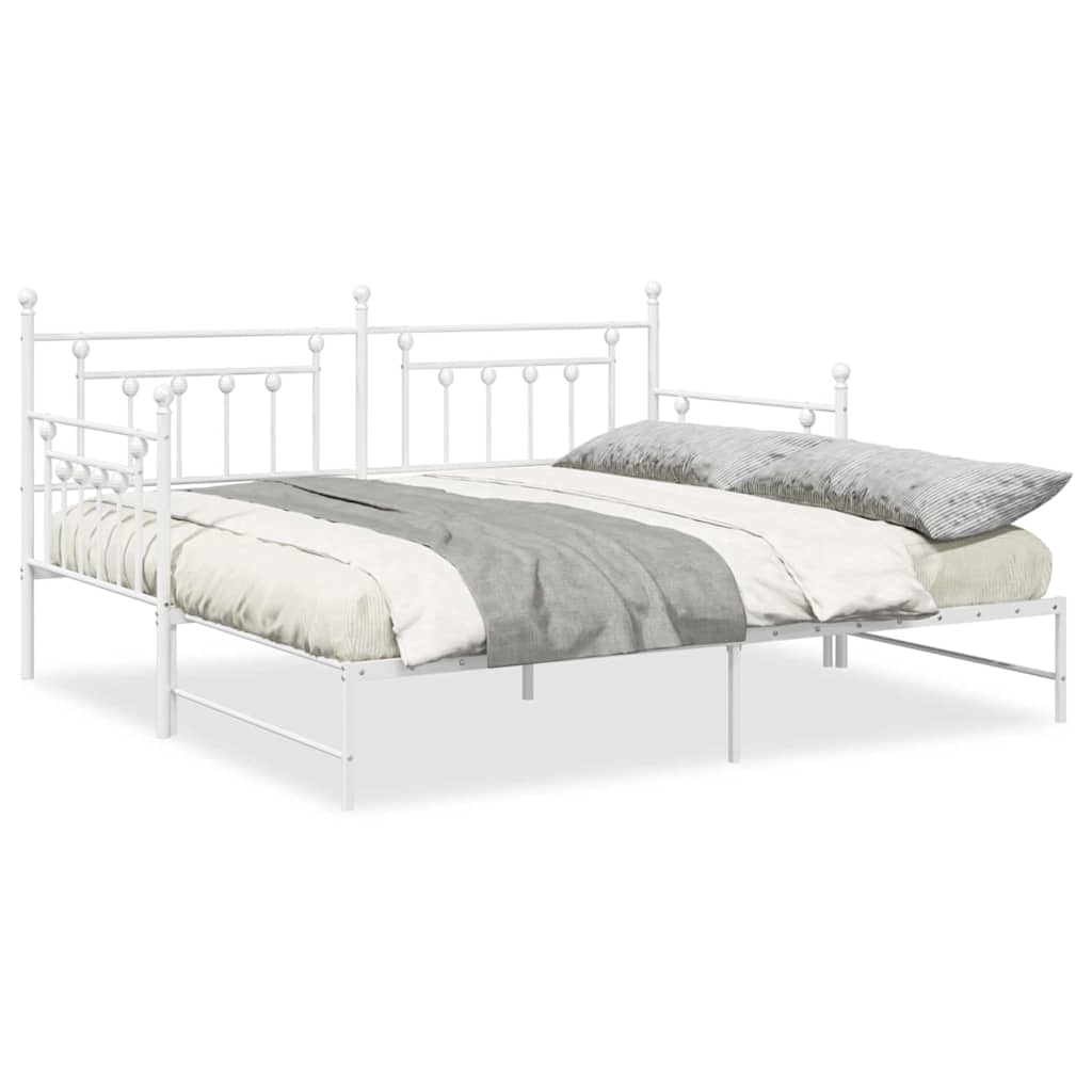 Dagsengramme Med Hovedgærde Hvid 90 X 200 Cm Stål - Billede 4