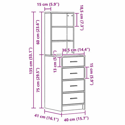 Highboard 40 X 41 X 135 Cm Konstrueret Træ - Billede 12