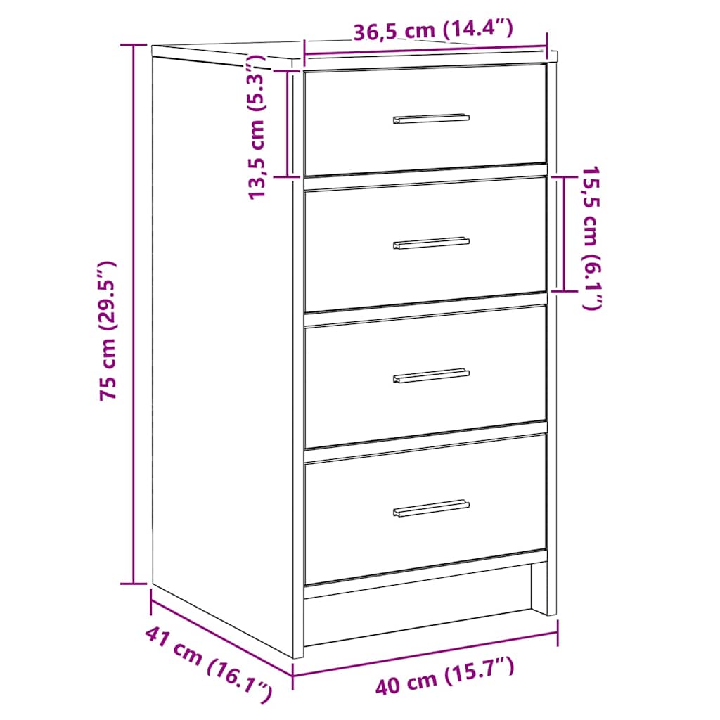 Sideboard 40 X 41 X 75 Cm Konstrueret Træ - Billede 13