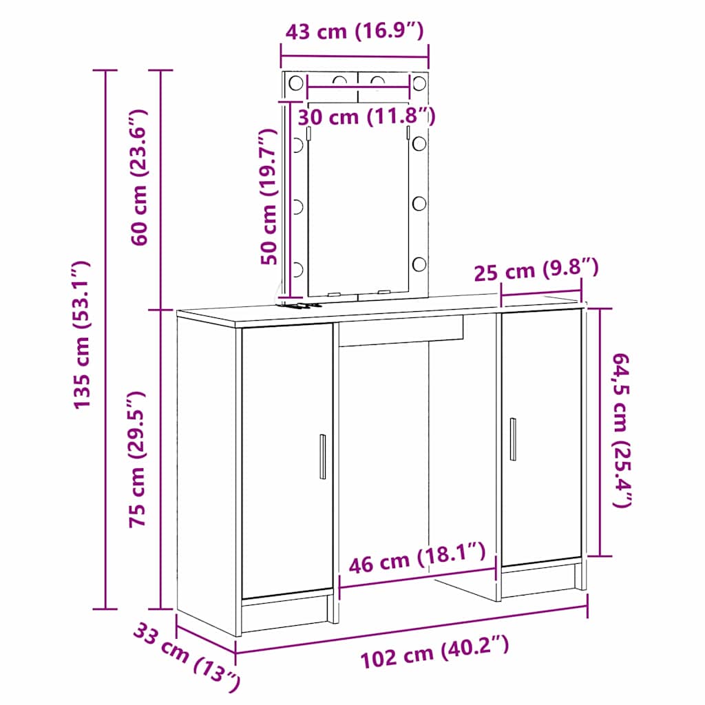 Klædeskab 102 X 33 X 135 Cm Konstrueret Træ - Billede 12