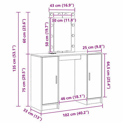 Klædeskab 102 X 33 X 135 Cm Konstrueret Træ - Billede 12