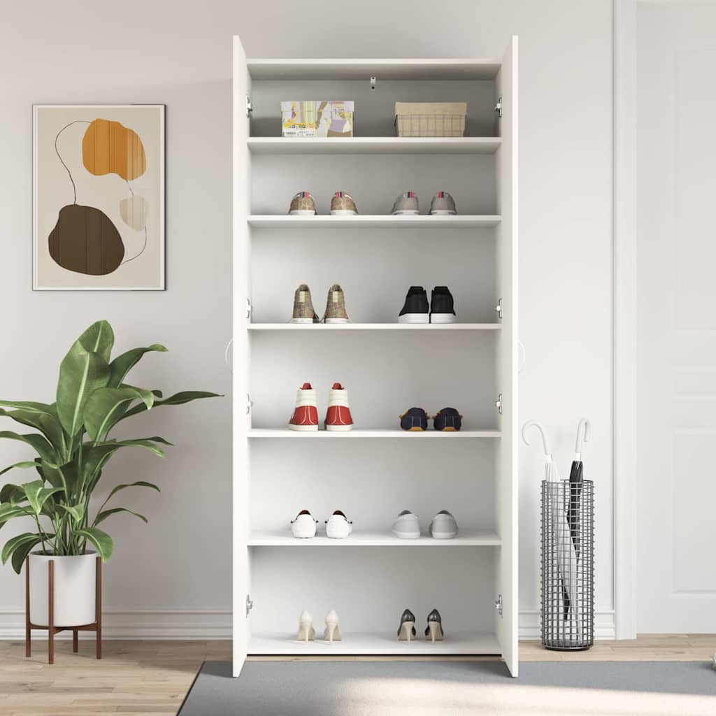 Sko Skab Med Hylde 80 X 35.5 X 180 Cm Konstrueret Træ - Billede 4