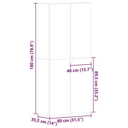 Sko Skab Med Hylde 80 X 35.5 X 180 Cm Konstrueret Træ - Billede 11