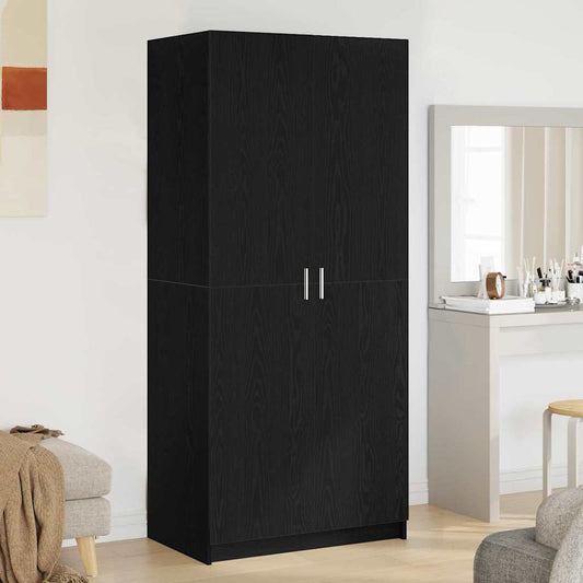 Garderobeskab Med Dør Sort 80 X 51 X 180 Cm Konstrueret Træ - Hovedbillede